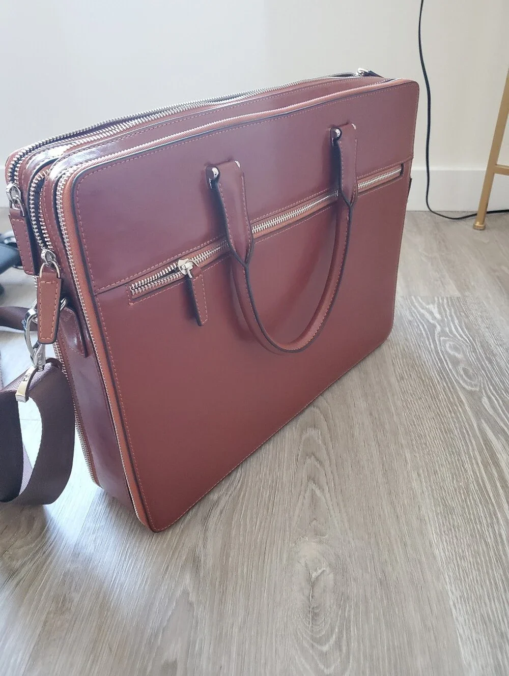 BOSTANTEN Briefcases Messenger Bag Genuine Leather Laptop Bag 15.6 inch